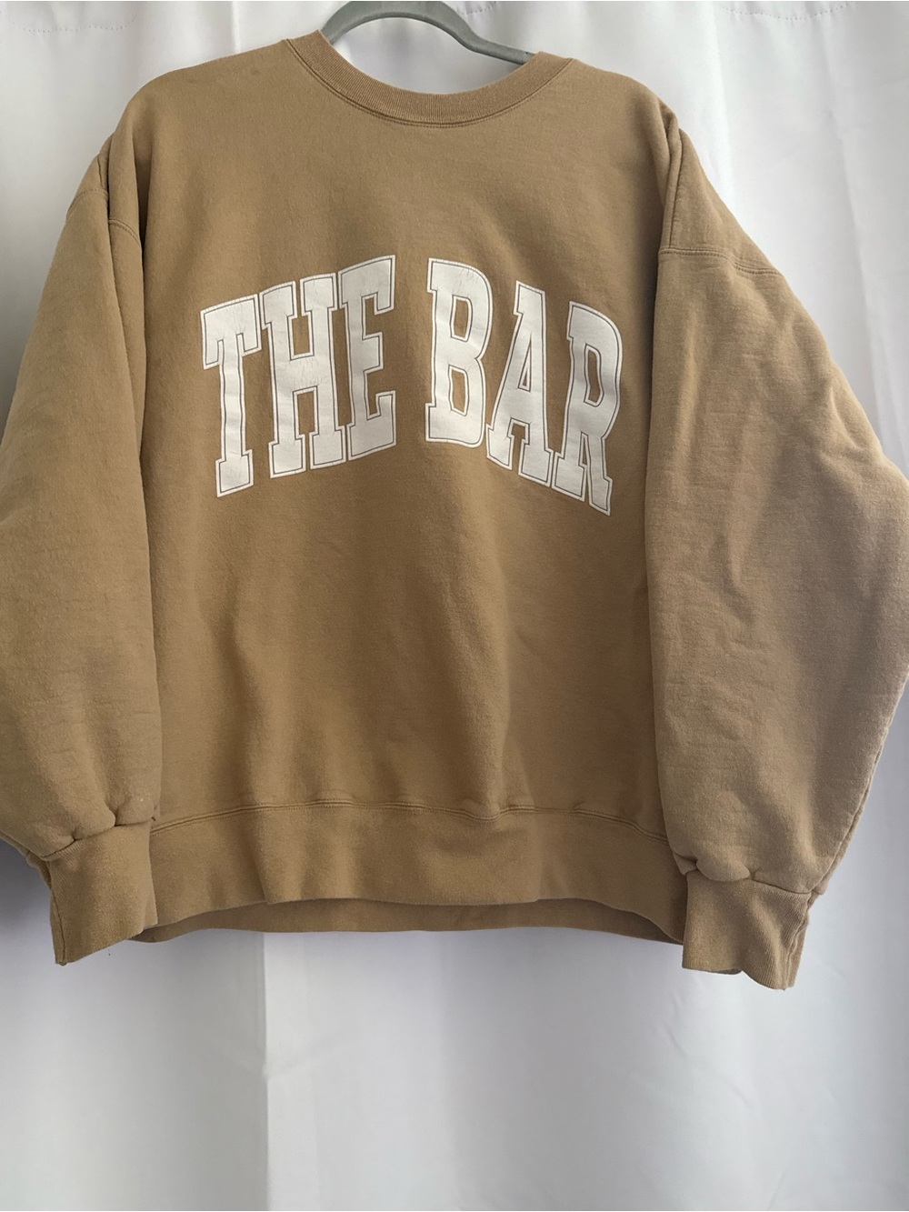 The Bar Oversized Crewneck Sweatshirt in Tan with White Logo